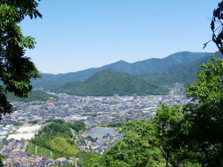 主郭から高松城跡を望む