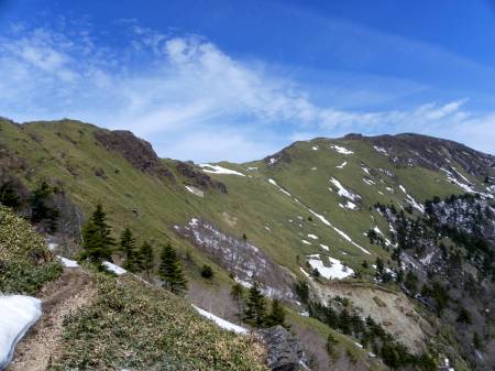 笹ヶ峰へ延びる稜線